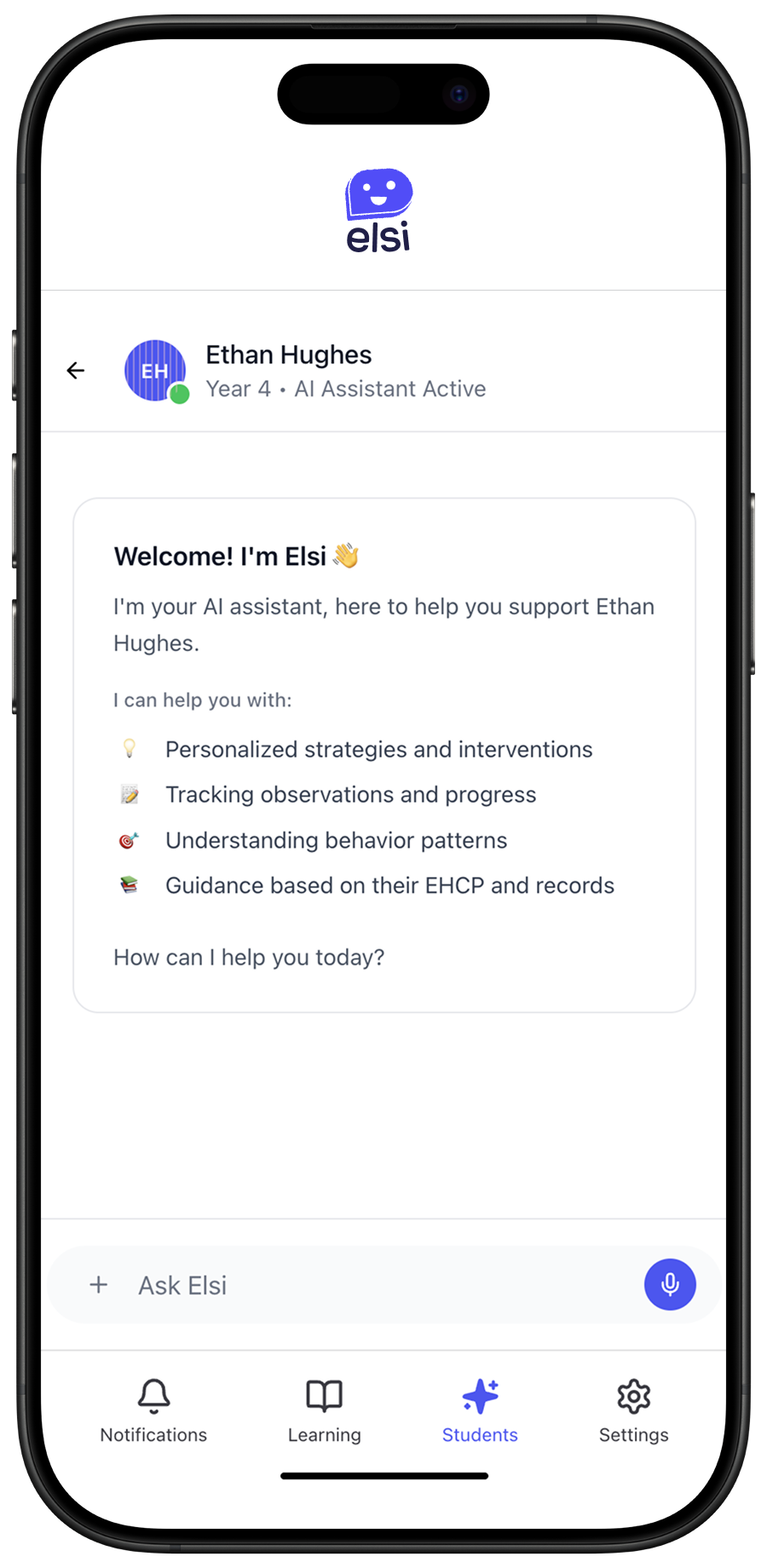 Elsi chat interface